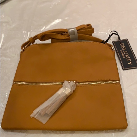 NWT Deluxity LA mustard crossbody with tassels. - Picture 2 of 5